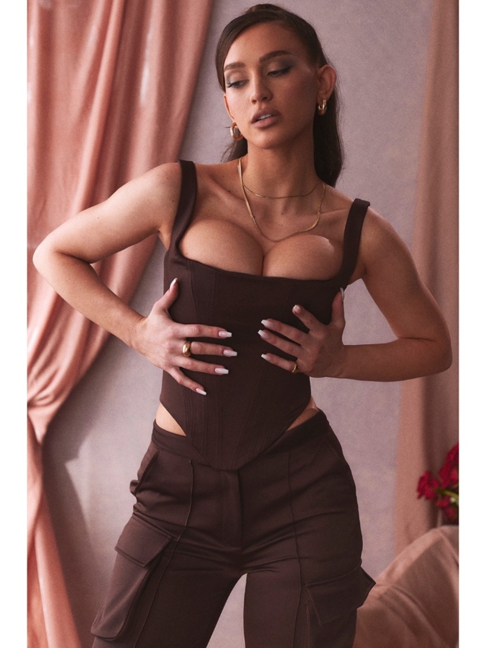 NEW House of CB Rafa Top Chocolate Brown XS - Picture 6 of 17
